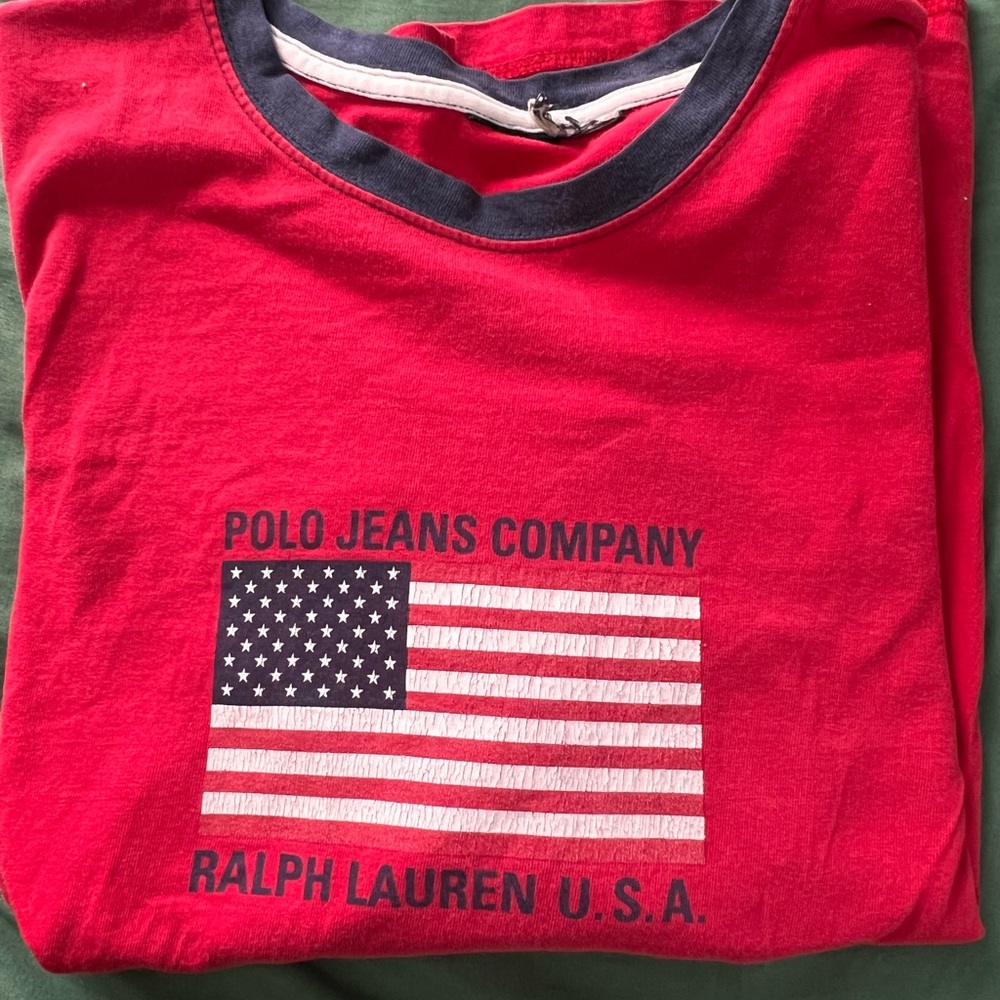 Ralph Lauren Red Polo Jeans Flag Tee